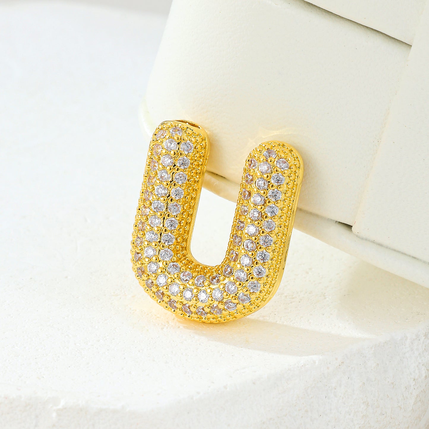 MY2044 Gold-Plated Copper Alphabets Pendants with Zircon Design