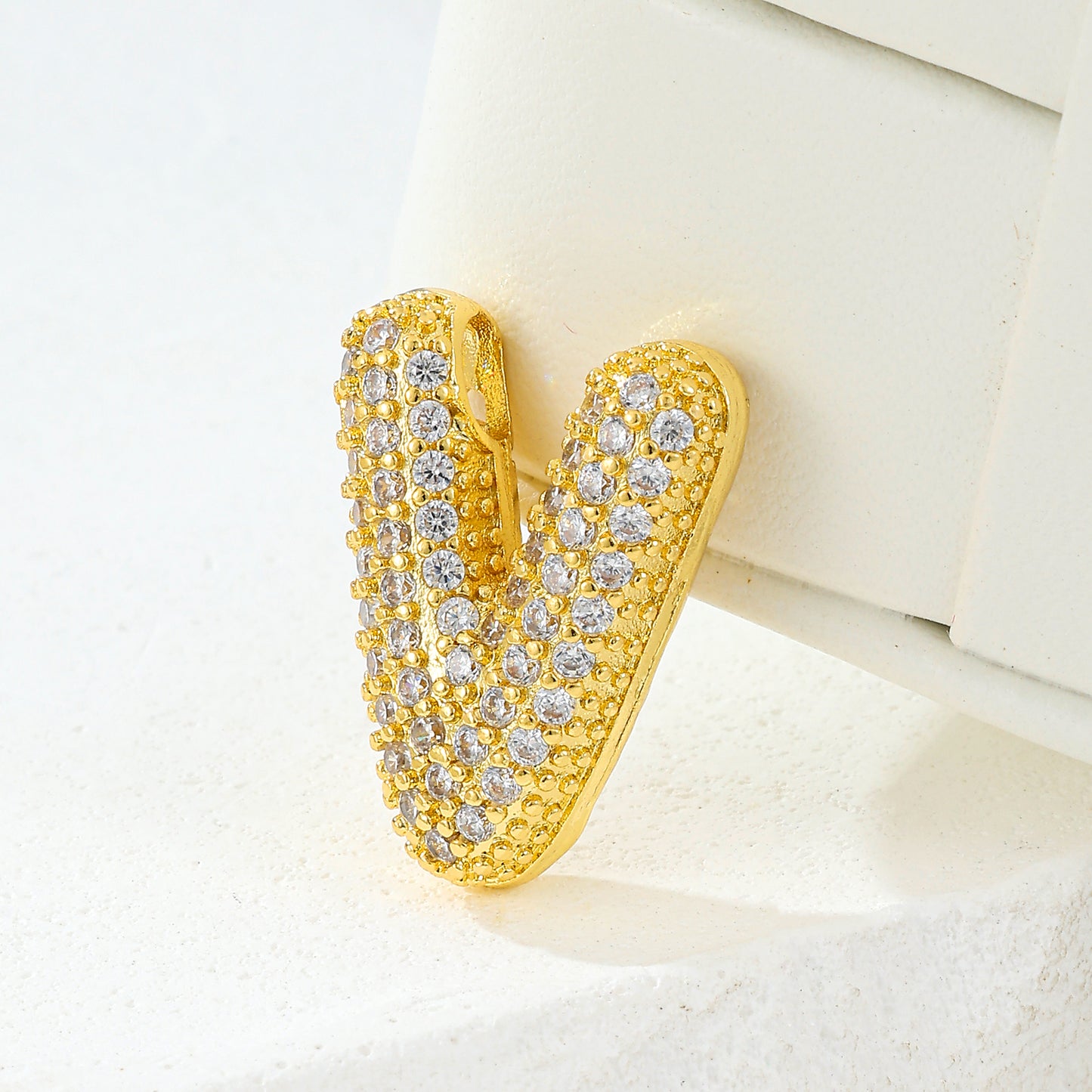 MY2044 Gold-Plated Copper Alphabets Pendants with Zircon Design