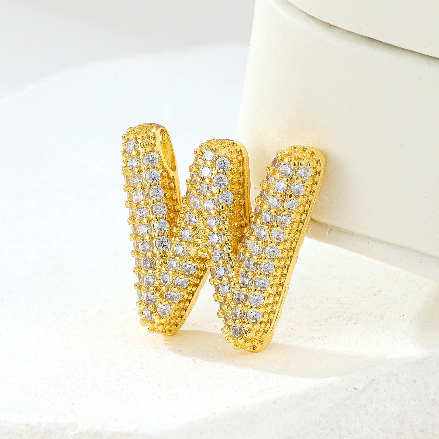 MY2044 Gold-Plated Copper Alphabets Pendants with Zircon Design