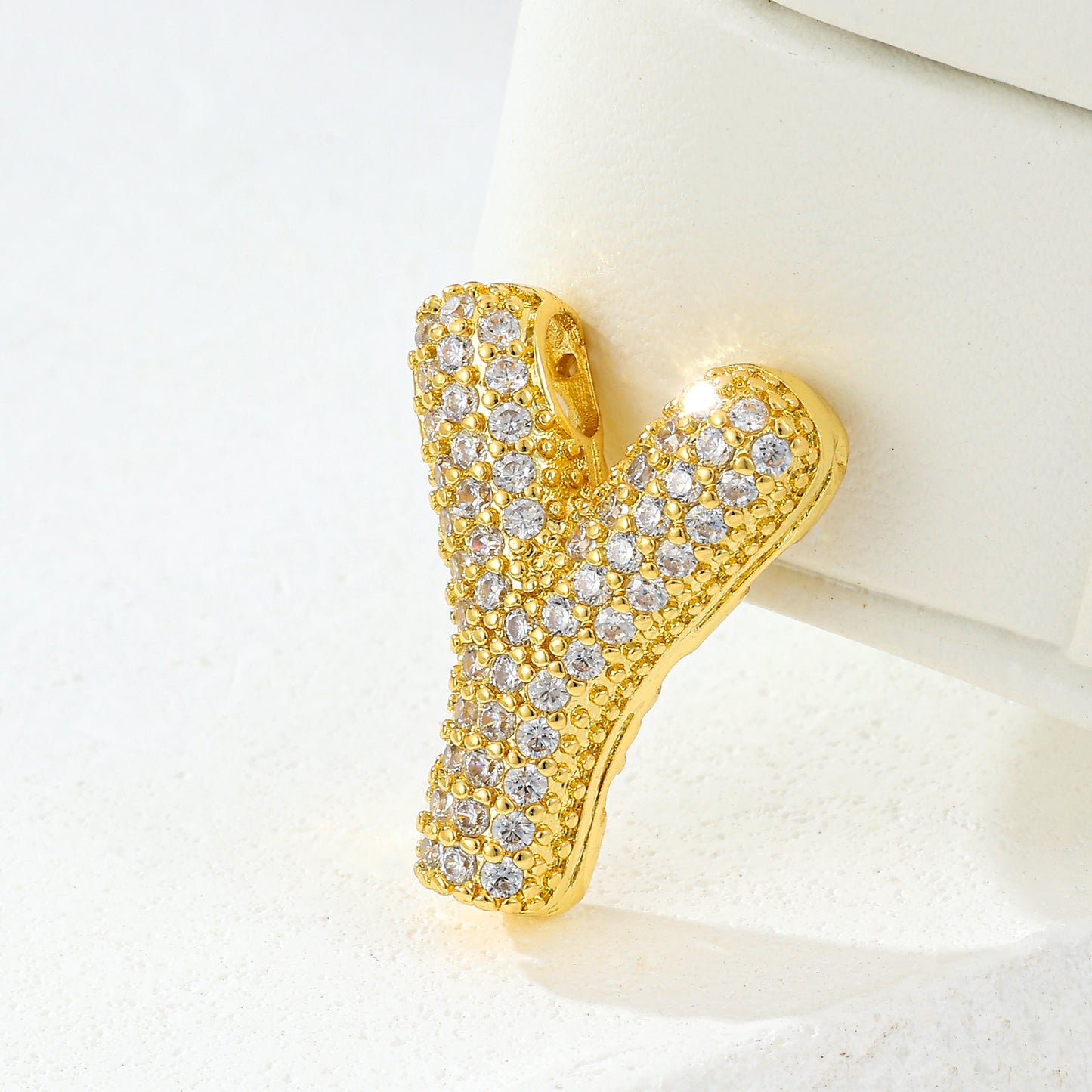 MY2044 Gold-Plated Copper Alphabets Pendants with Zircon Design