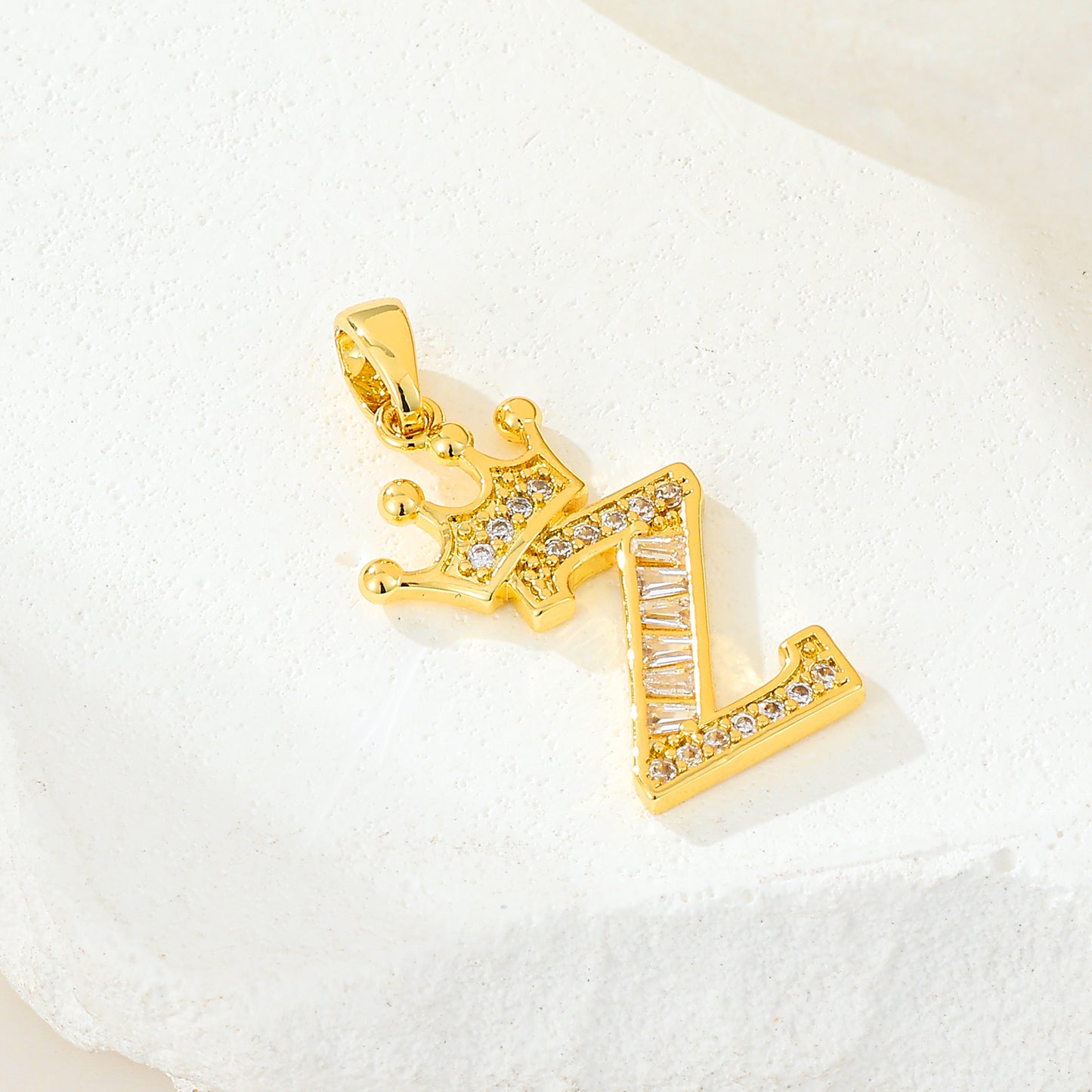 MY2043 Gold-Plated Copper Alphabets Pendants with Crown Design