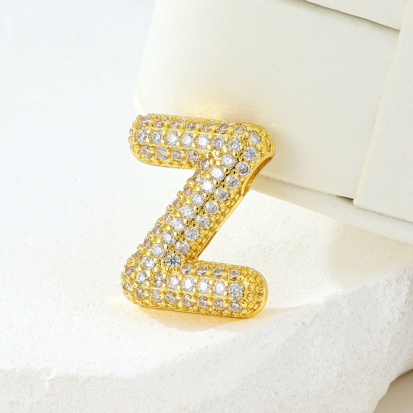 MY2044 Gold-Plated Copper Alphabets Pendants with Zircon Design