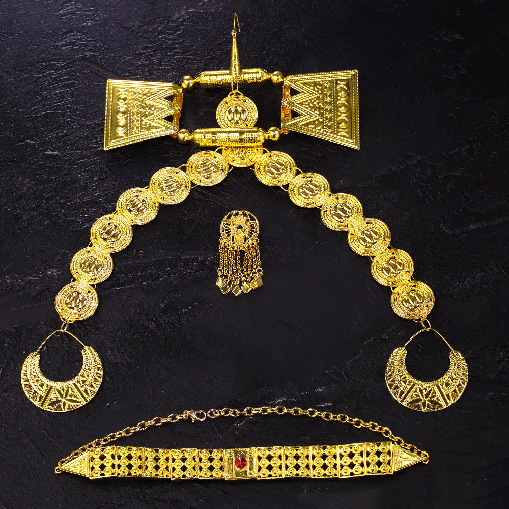 Gold Color Red Stone Eritrean Traditional Wedding Jewelry Sets Wedding Bridal Gifts for Women