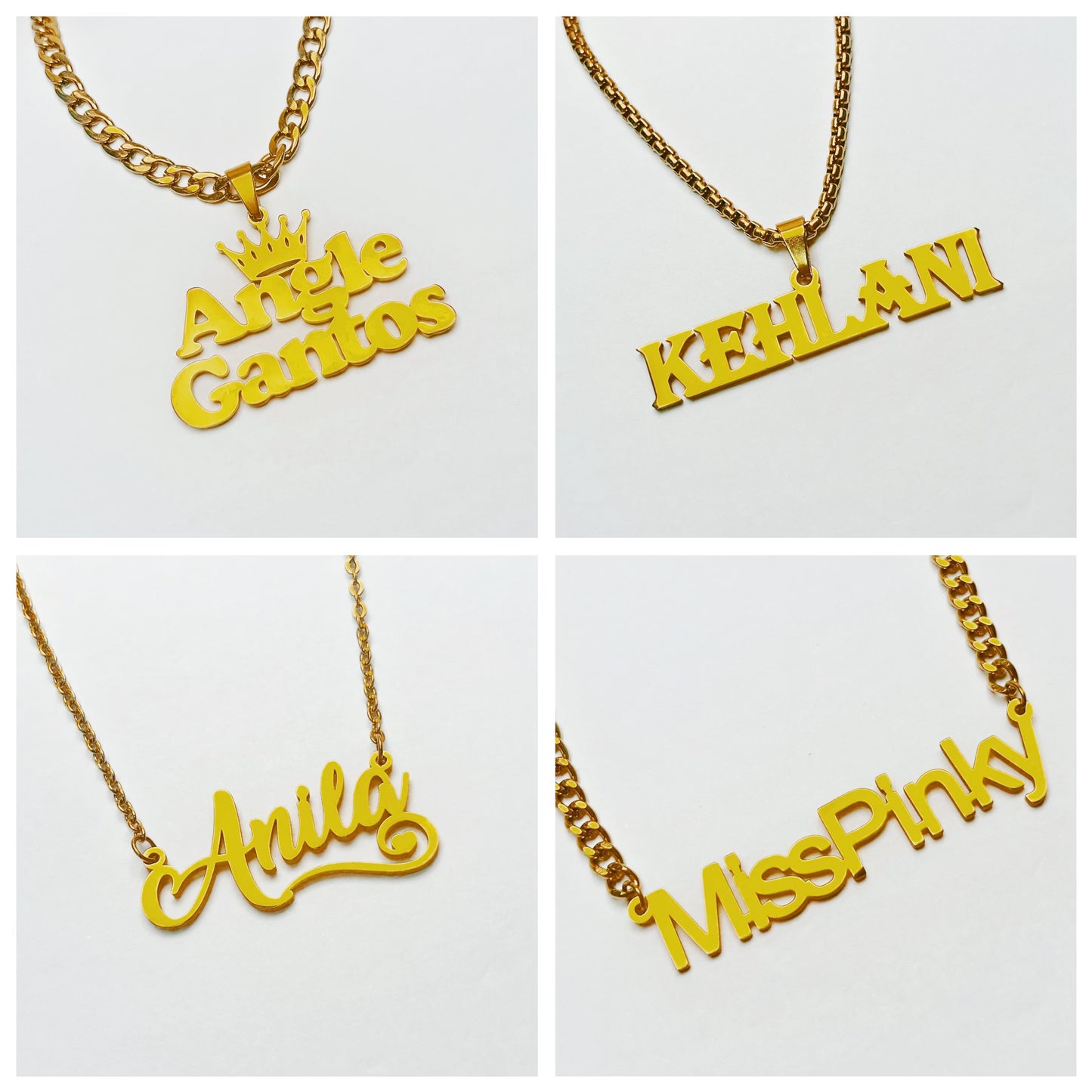 MY2076 Stainless Steel Customized Name Necklace Plated with Real Gold
