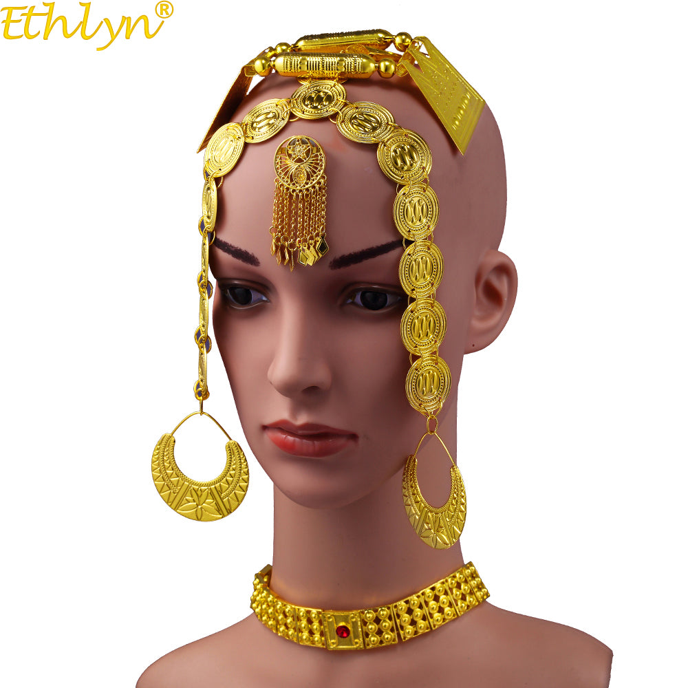 Gold Color Red Stone Eritrean Traditional Wedding Jewelry Sets Wedding Bridal Gifts for Women