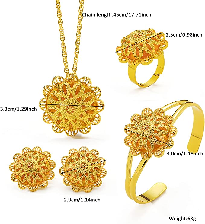 New Ethiopian Eritrean Gold Plated Women Jewelry Sets for wedding Party Use