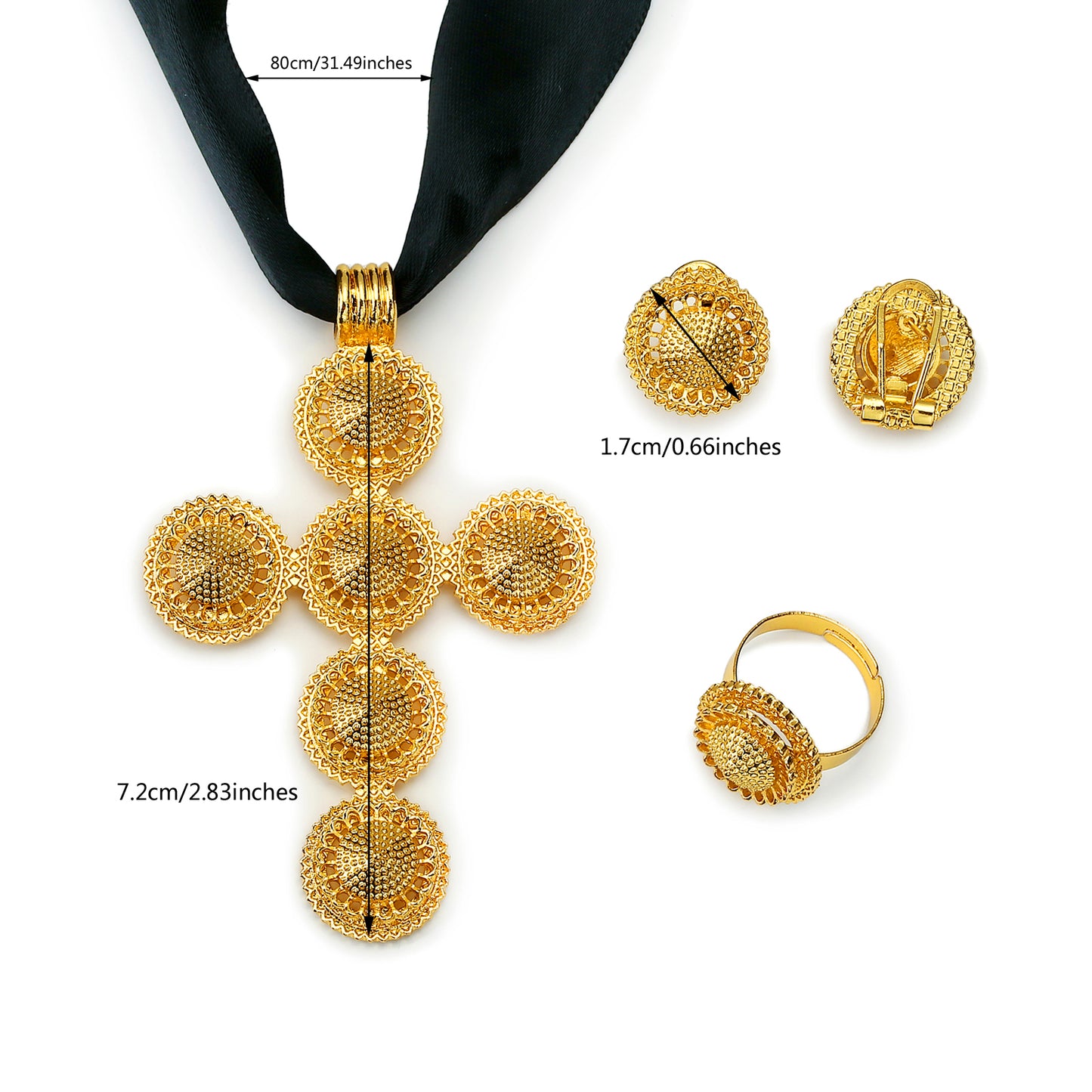 MY729 Alloy Ethiopian Cross Jewelry Set