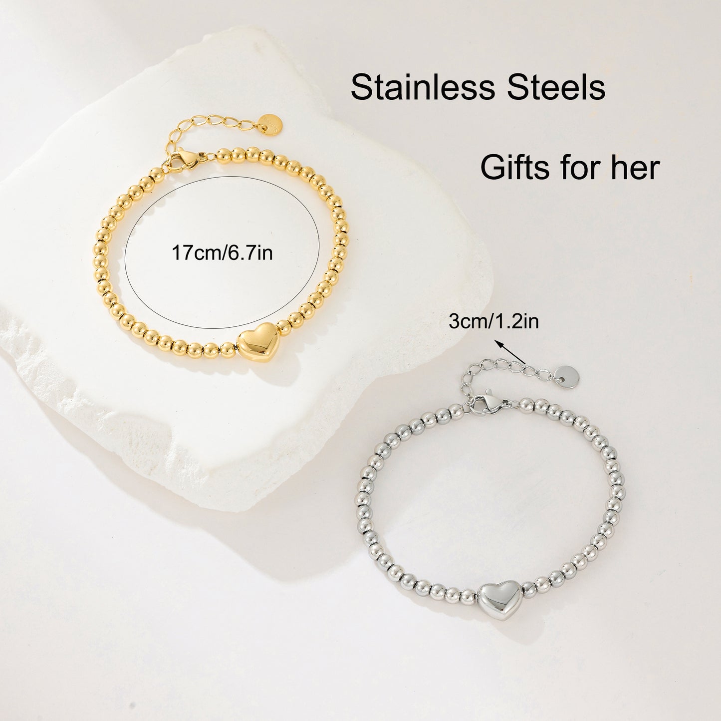 MY1578 Stainless Steel Bead Bracelet Plated with Real Gold