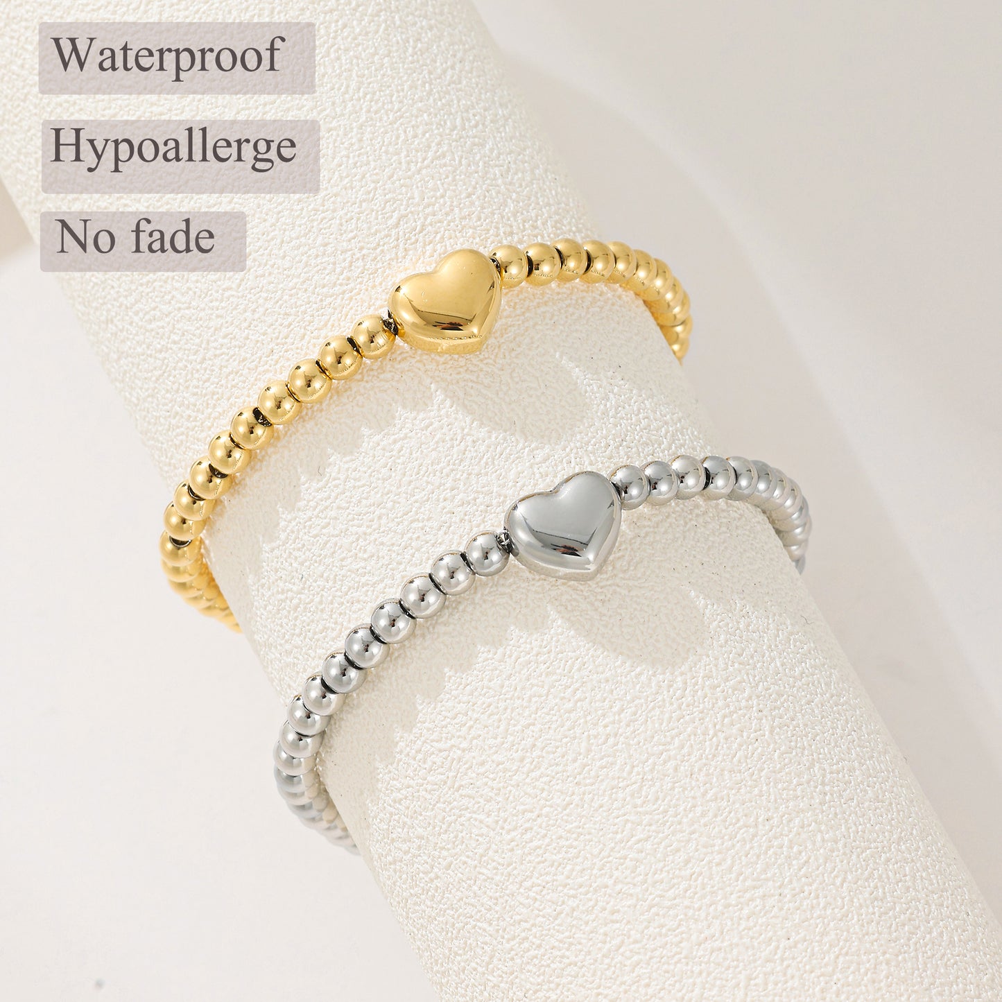 MY1578 Stainless Steel Bead Bracelet Plated with Real Gold