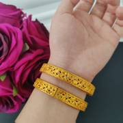 2pcs/pack Ethlyn Openable 24KGP Copper Bangles Wholesale