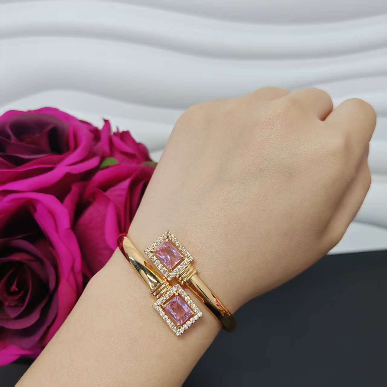 2pcs/bag 24KGP Copper openable size bangles