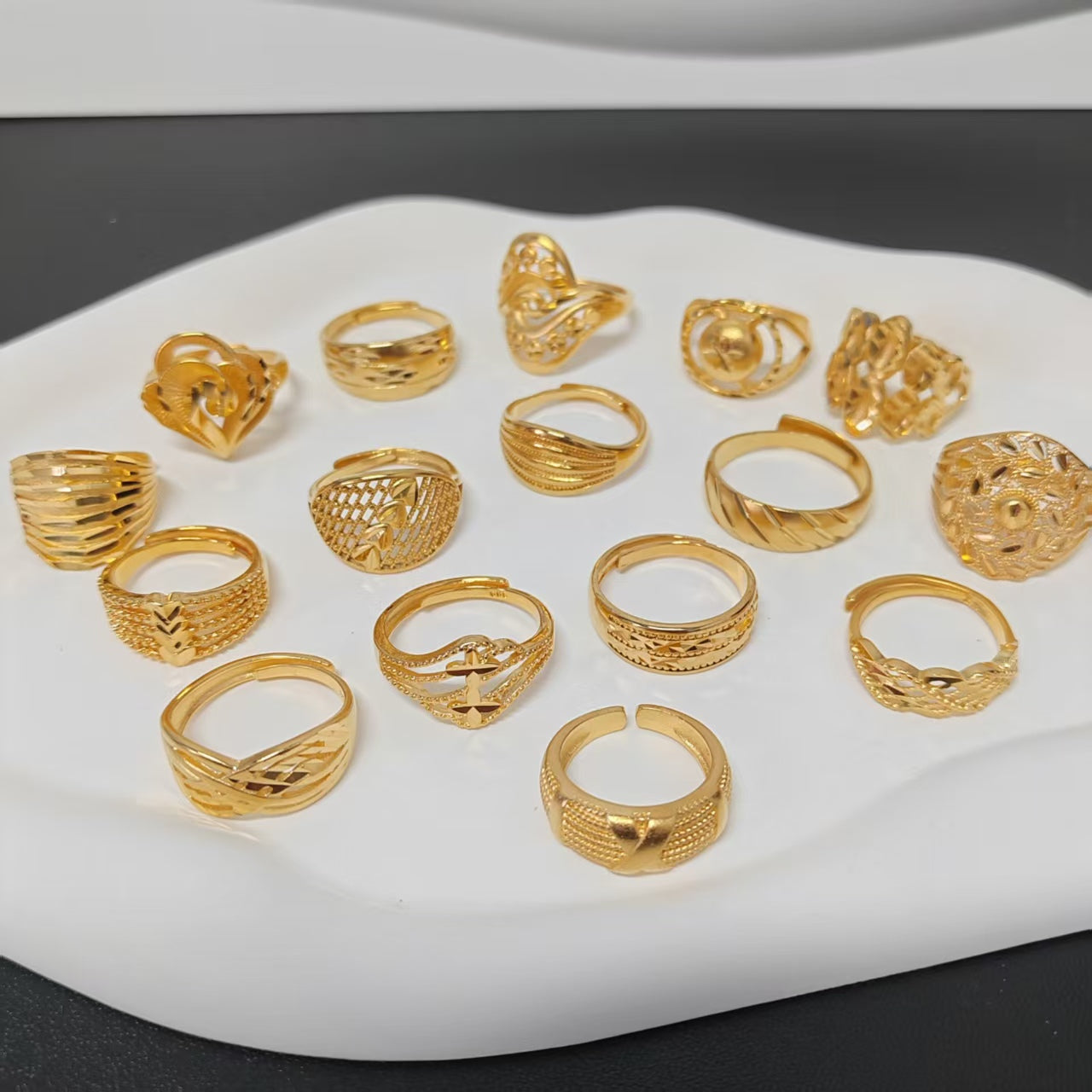 3pcs/bag 24k gold plated adjustable ring