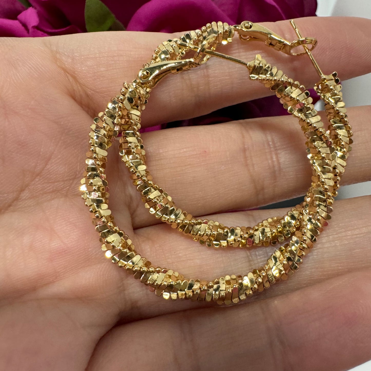 3pairs/pack 18KGP middle size hoop earrings gifts for her