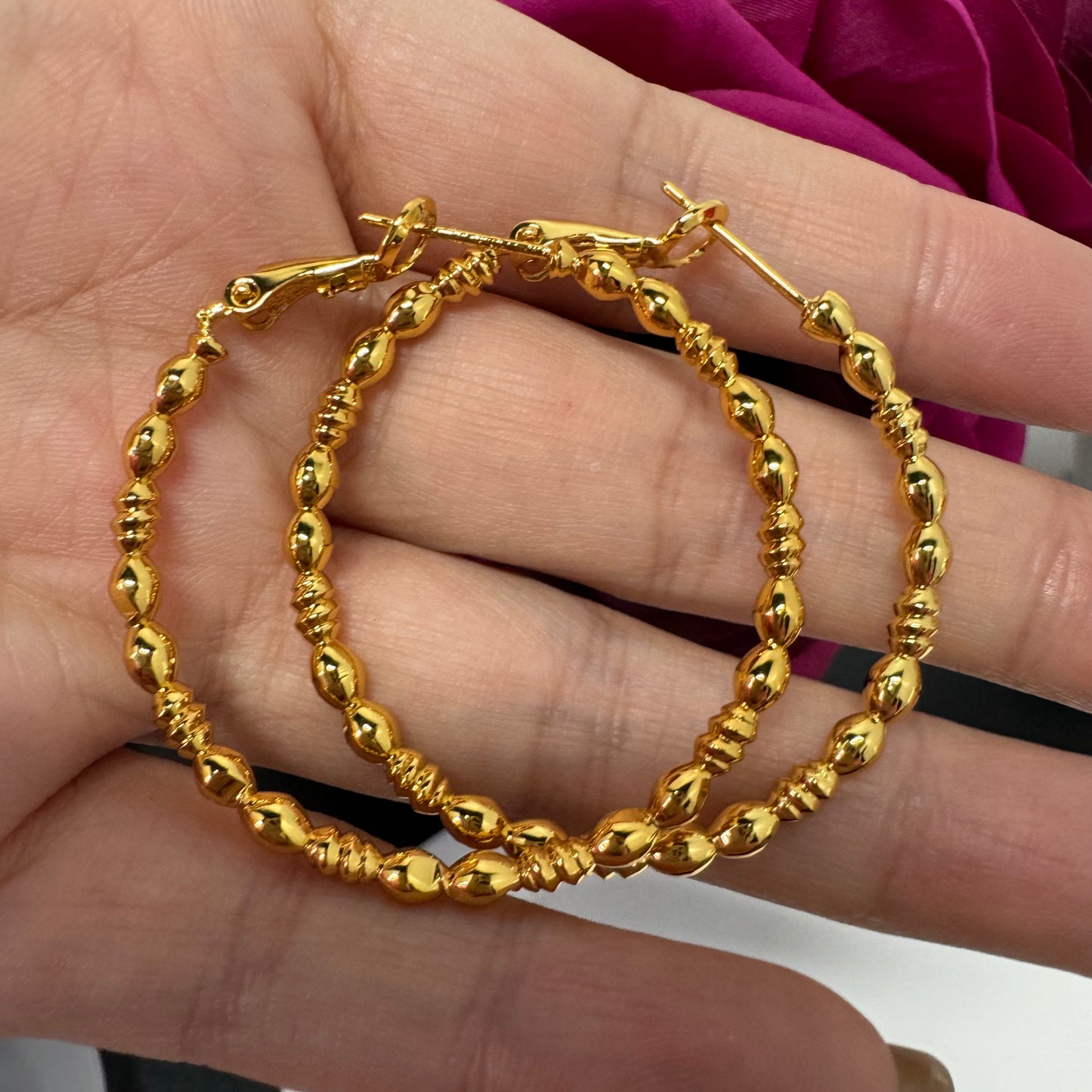 3pairs/pack 18KGP middle size hoop earrings gifts for her