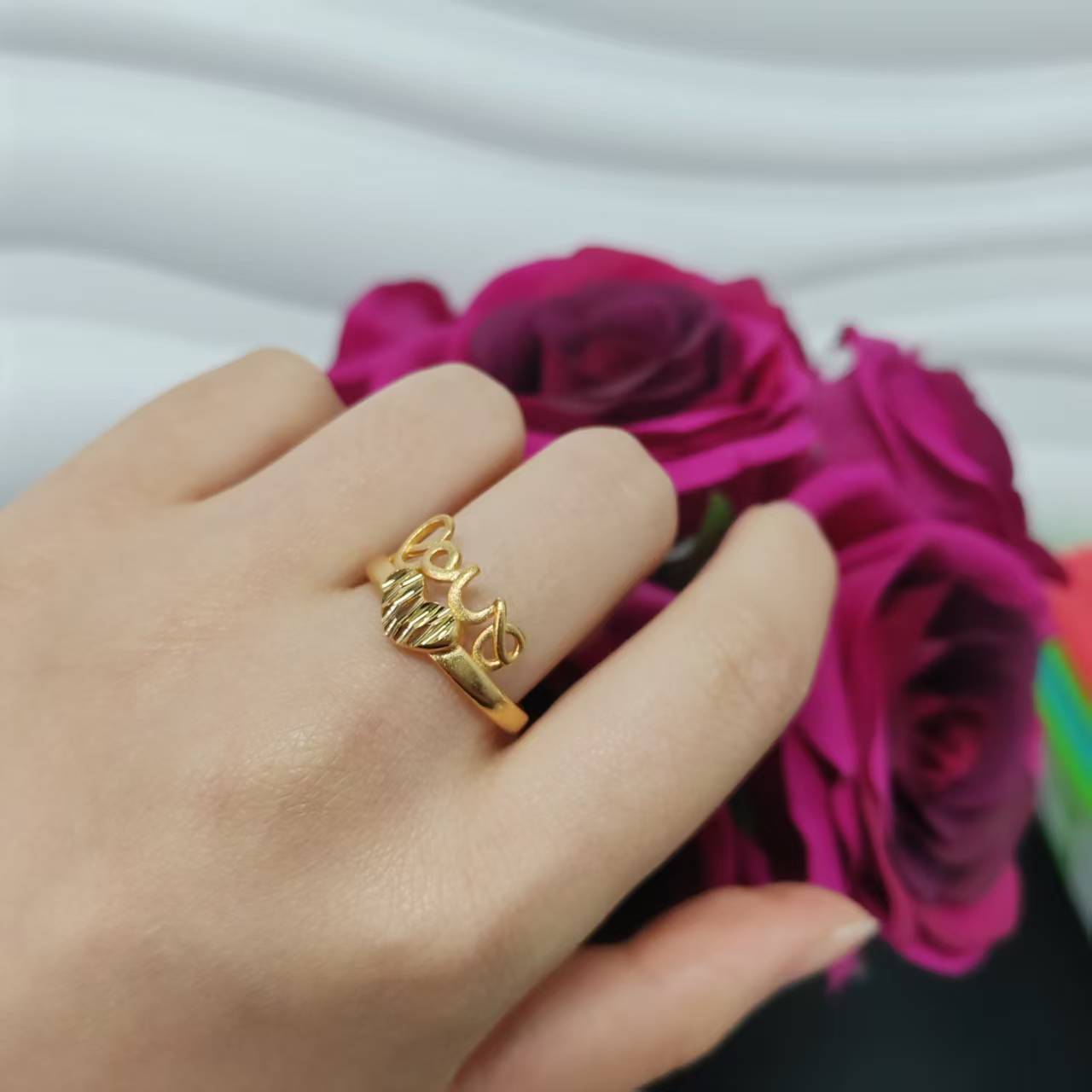3PCS/bag 24k gold plated copper ring adjustable size