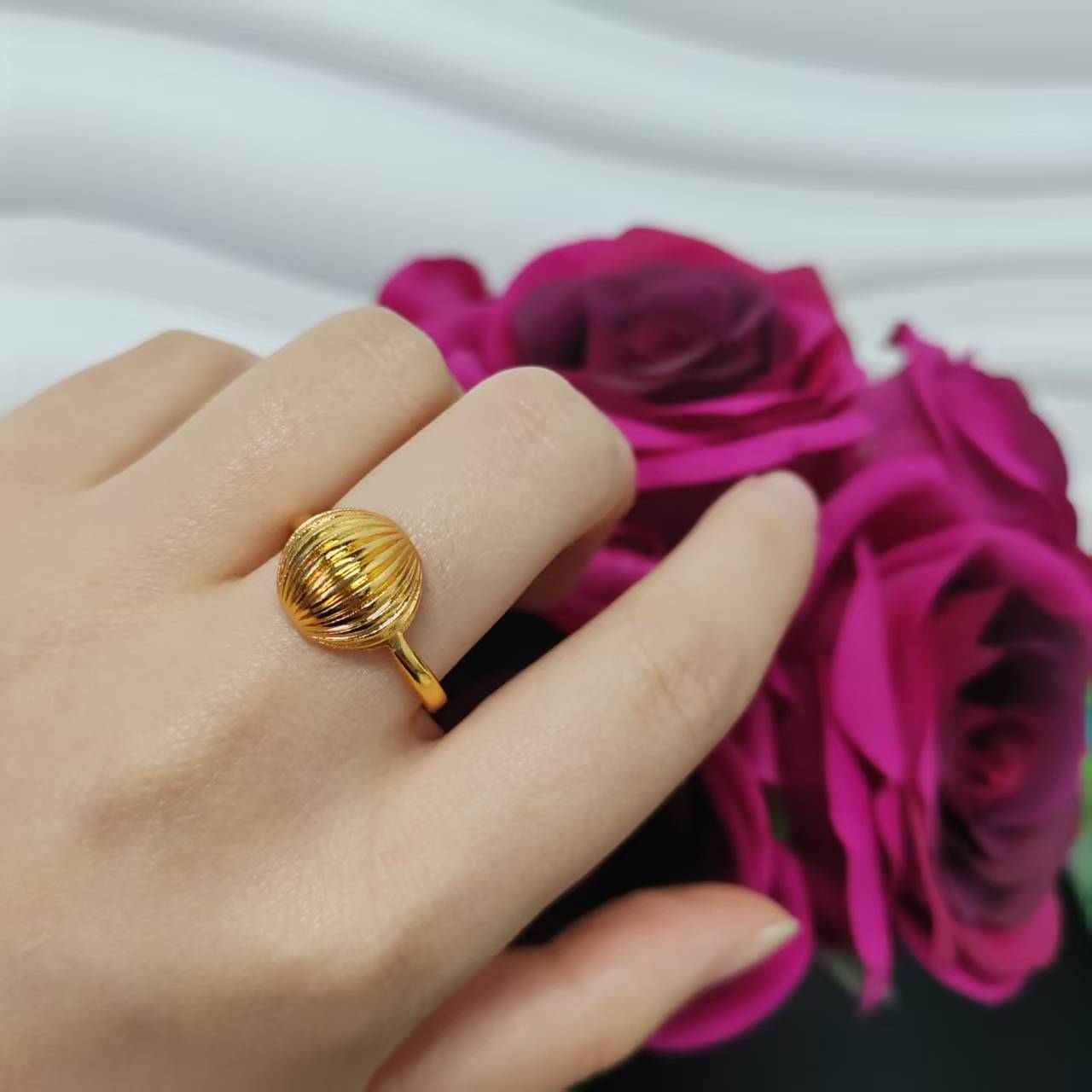 3PCS/bag 24k gold plated copper ring adjustable size
