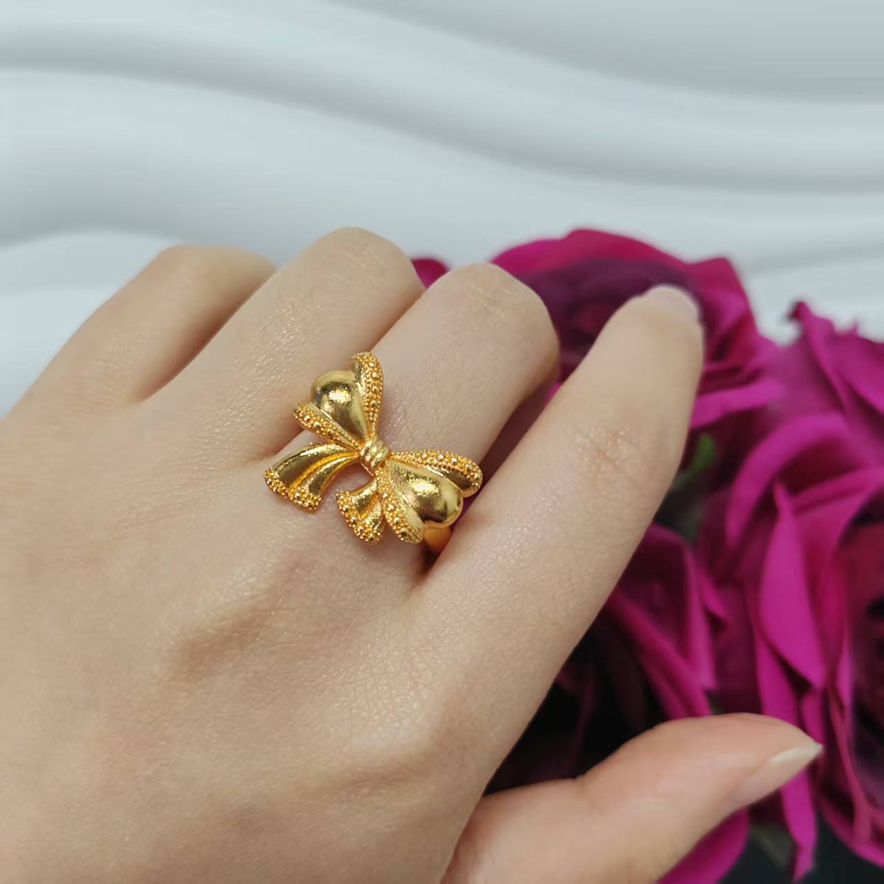 3PCS/bag 24k gold plated copper ring adjustable size