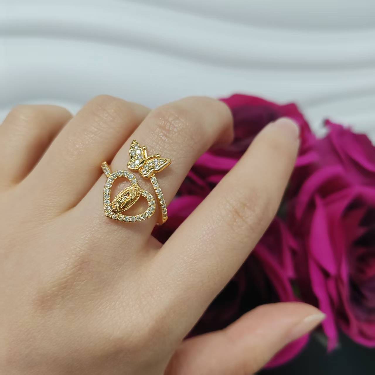 3PCS/bag 24k gold plated copper ring adjustable size