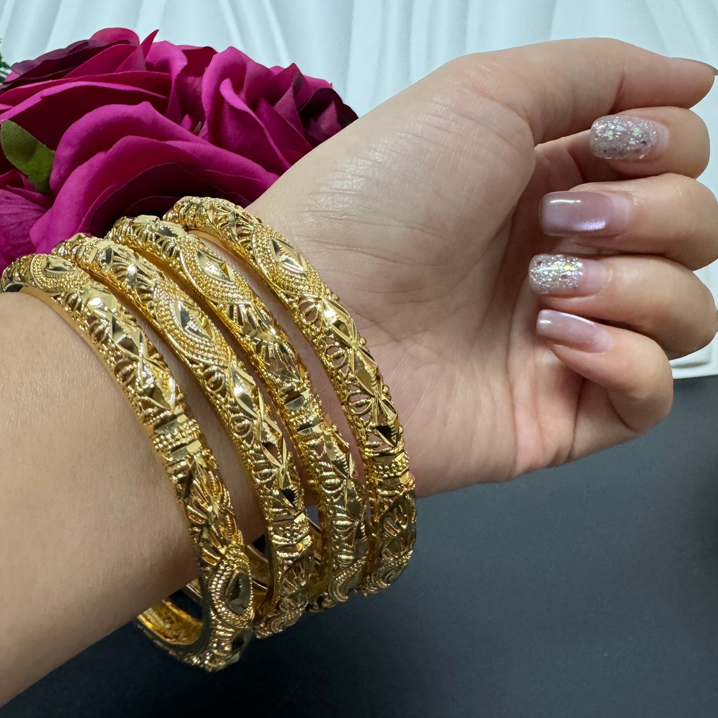 4PCS/Bag 2.7in Large Big Size fixed 18kgp copper bangles bracelets