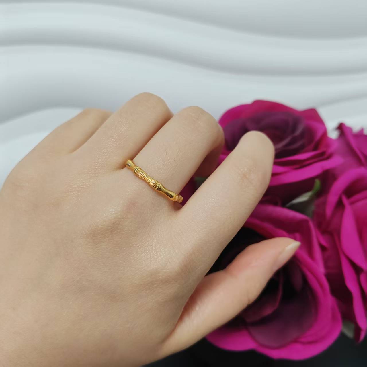 3PCS/bag 24k gold plated copper ring adjustable size