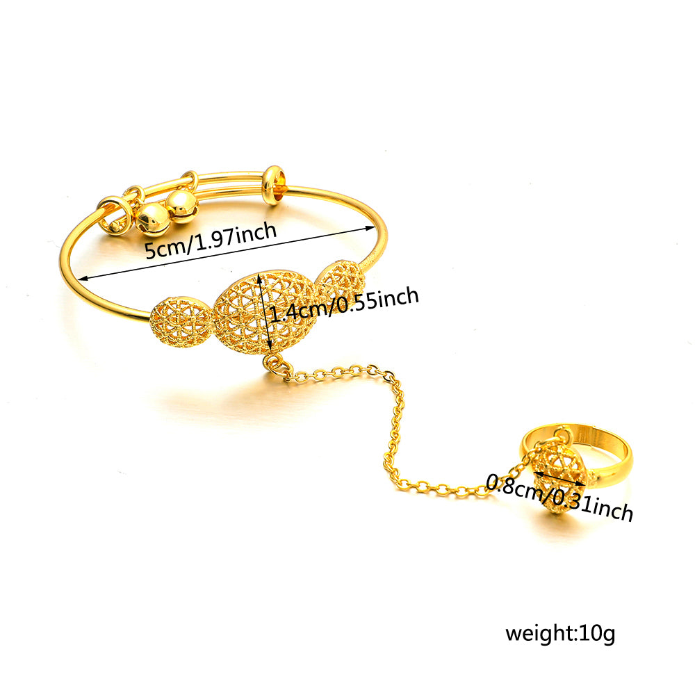 Girls Jewelry 18K Gold Plated Kids Bangle with ring Birthday Party Gifts for little girls