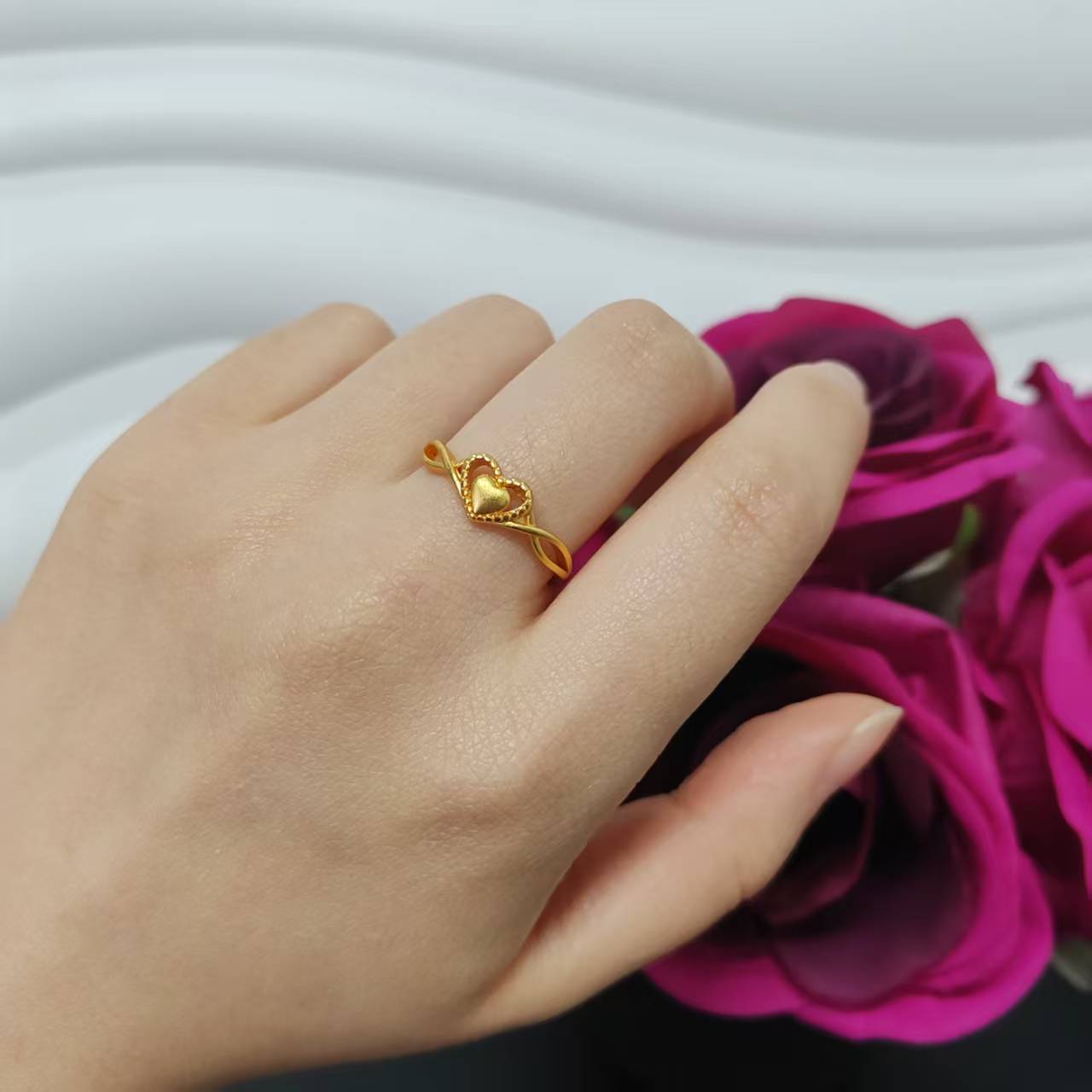 3PCS/bag 24k gold plated copper ring adjustable size