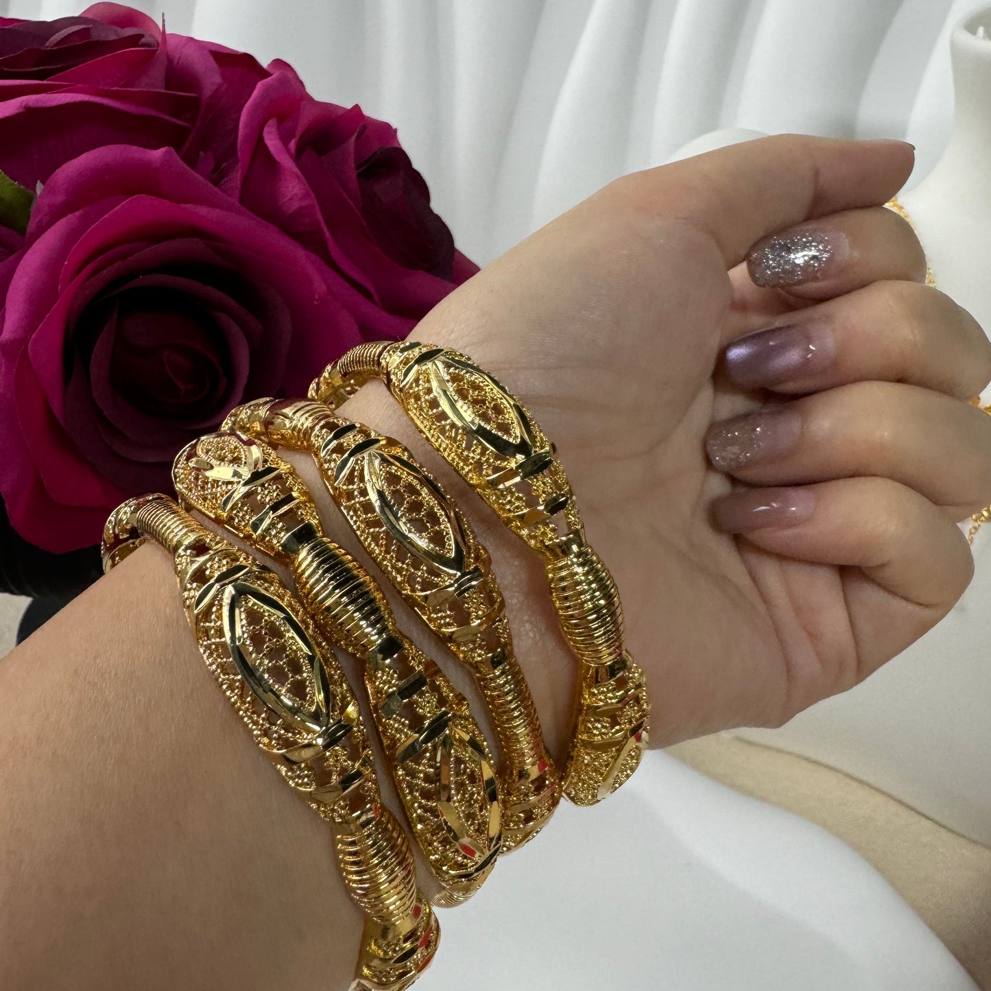 4PCS/Bag 2.7in Large Big Size fixed 18kgp copper bangles bracelets