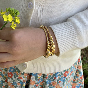 2Pcs/Lot Girls Jewelry Gold Plated Adjustable Beads Bracelet Bangle Birthday Present for Kid Baby Toddlers