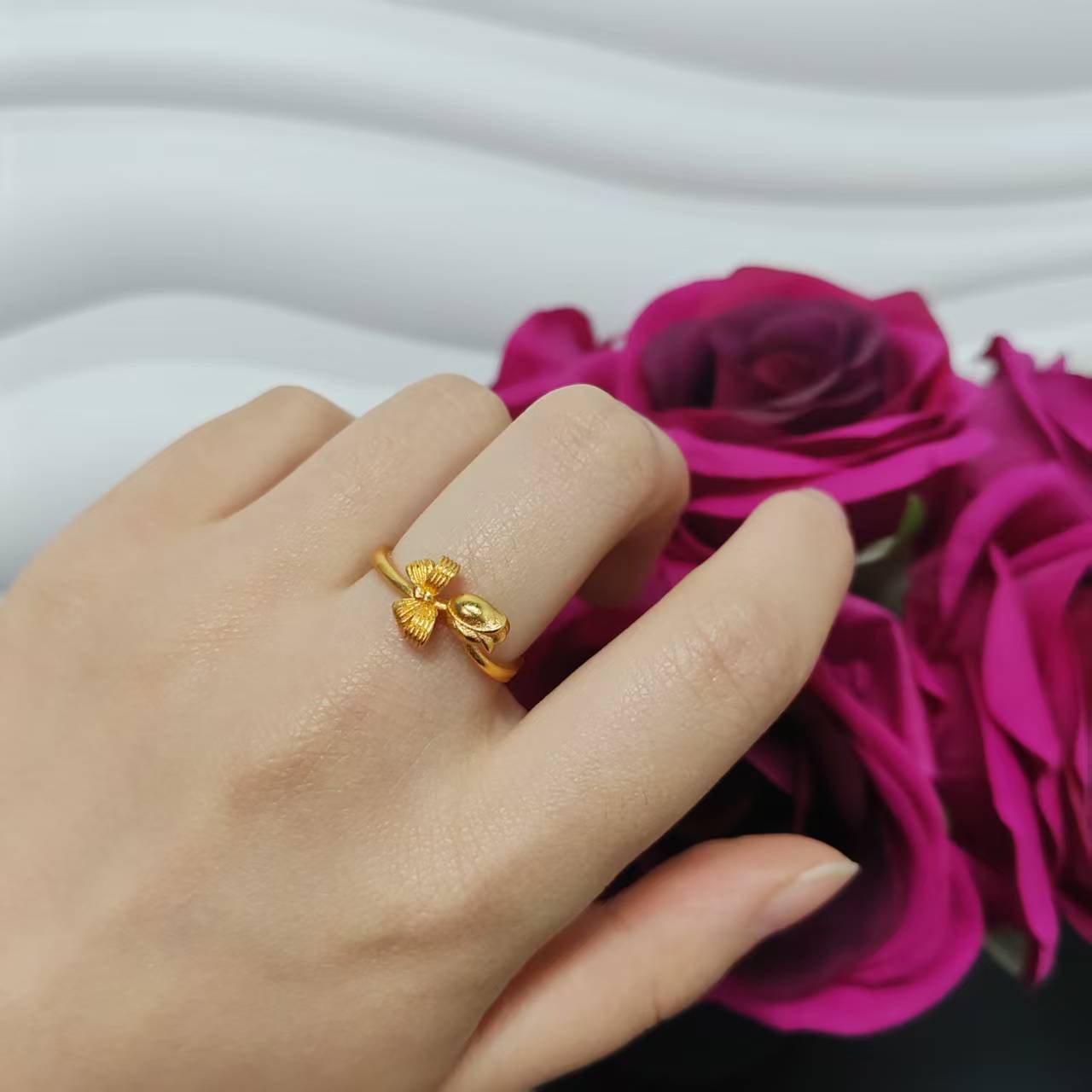 3PCS/bag 24k gold plated copper ring adjustable size
