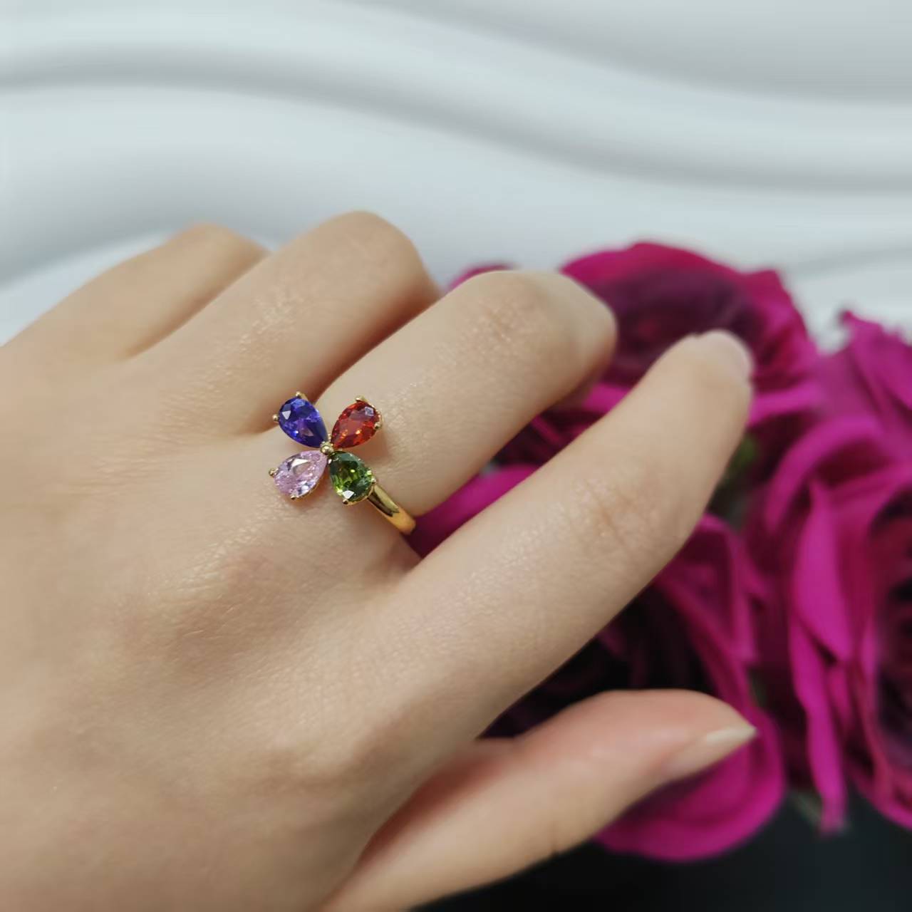 3PCS/bag 24k gold plated copper ring adjustable size