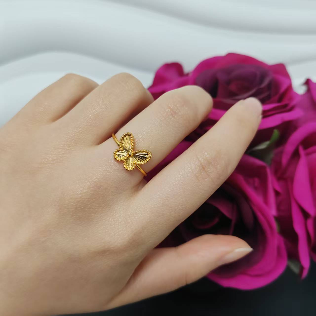 3PCS/bag 24k gold plated copper ring adjustable size