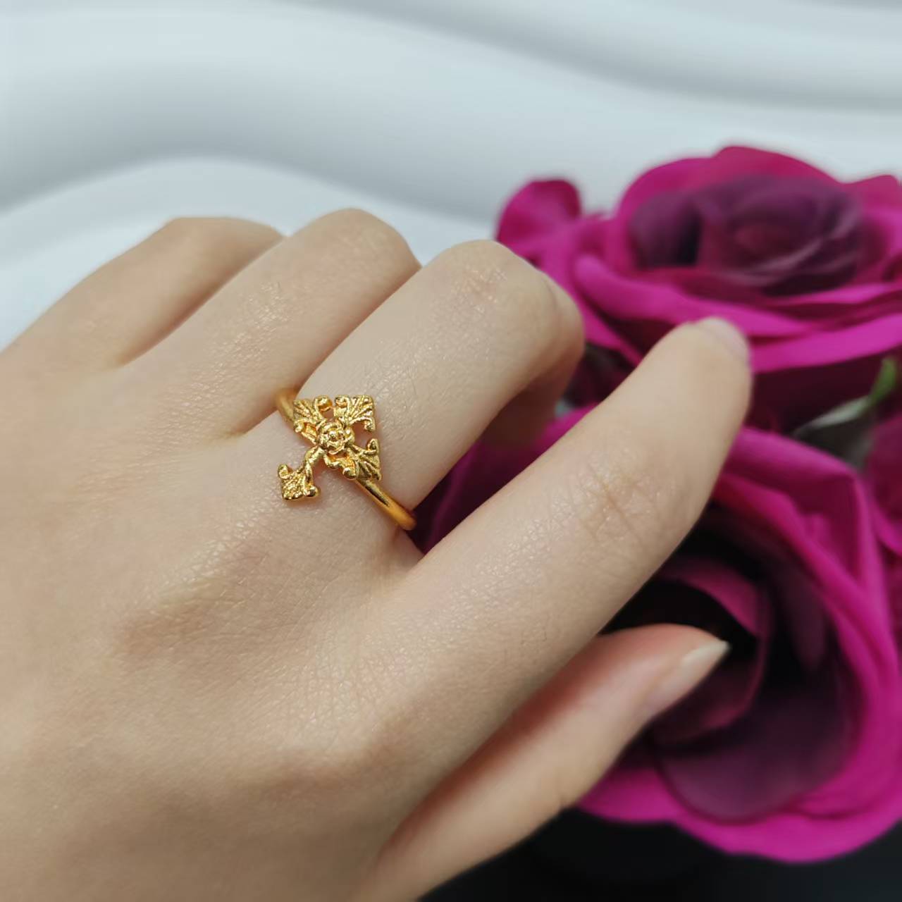 3PCS/bag 24k gold plated copper ring adjustable size