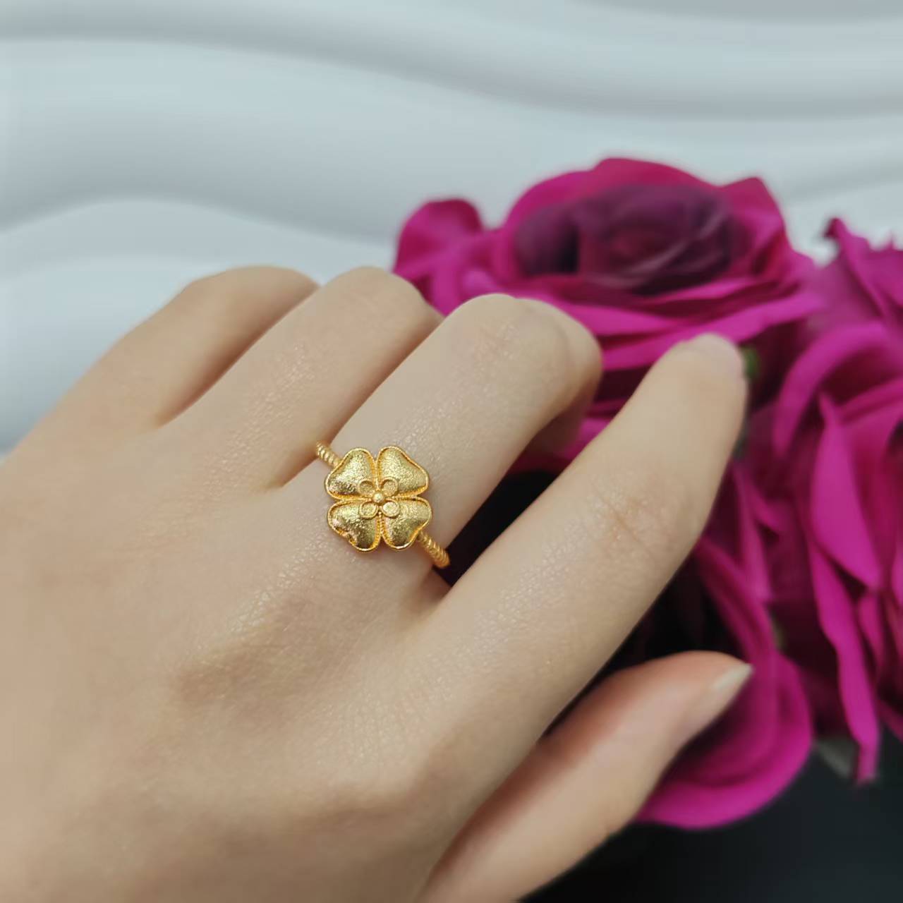 3PCS/bag 24k gold plated copper ring adjustable size