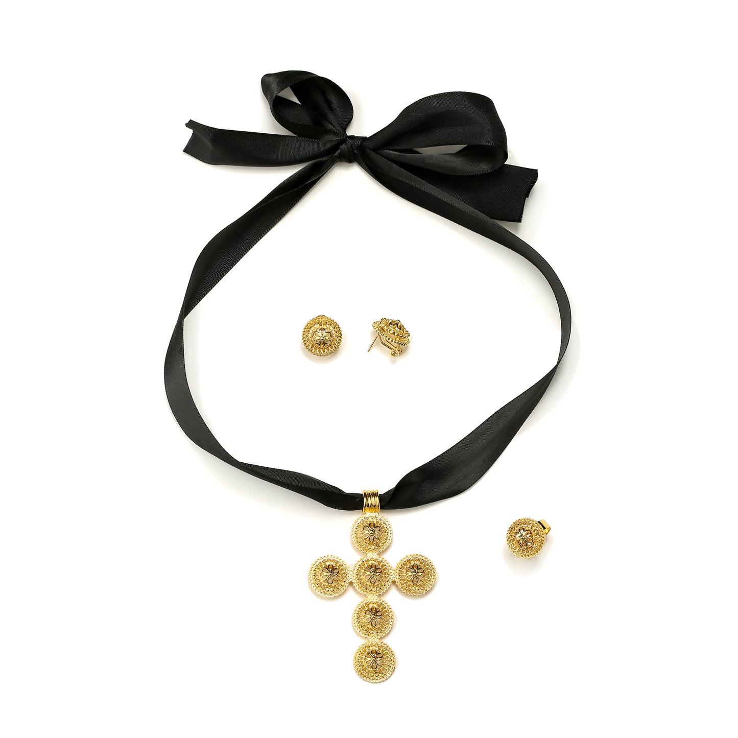 New  Gold Color Plated Cross Ethiopian Jewelry Set for women Bride Bridesmaid Anniversary Party Accessories
