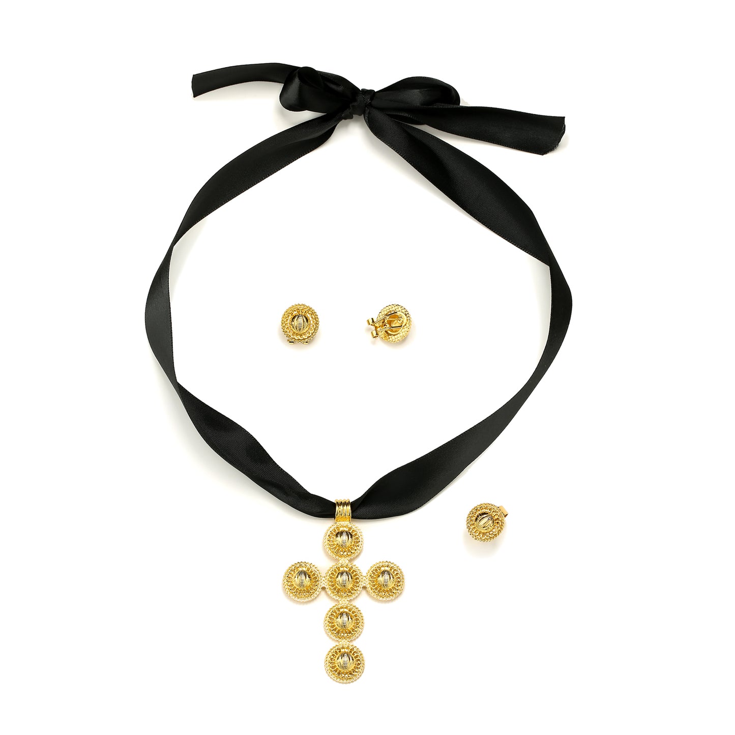 Ethiopian Traditional Cross Jewelry Set Necklace and Earrings Ethiopia Gold Eritrea Sets for Womens Habesha Wedding Party Gift