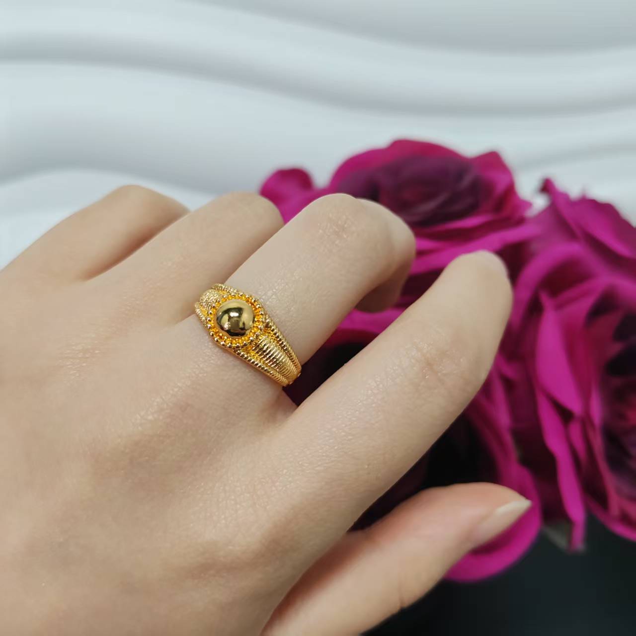 3PCS/bag 24k gold plated copper ring adjustable size