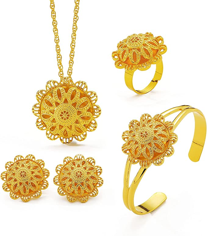 New Ethiopian Eritrean Gold Plated Women Jewelry Sets for wedding Party Use