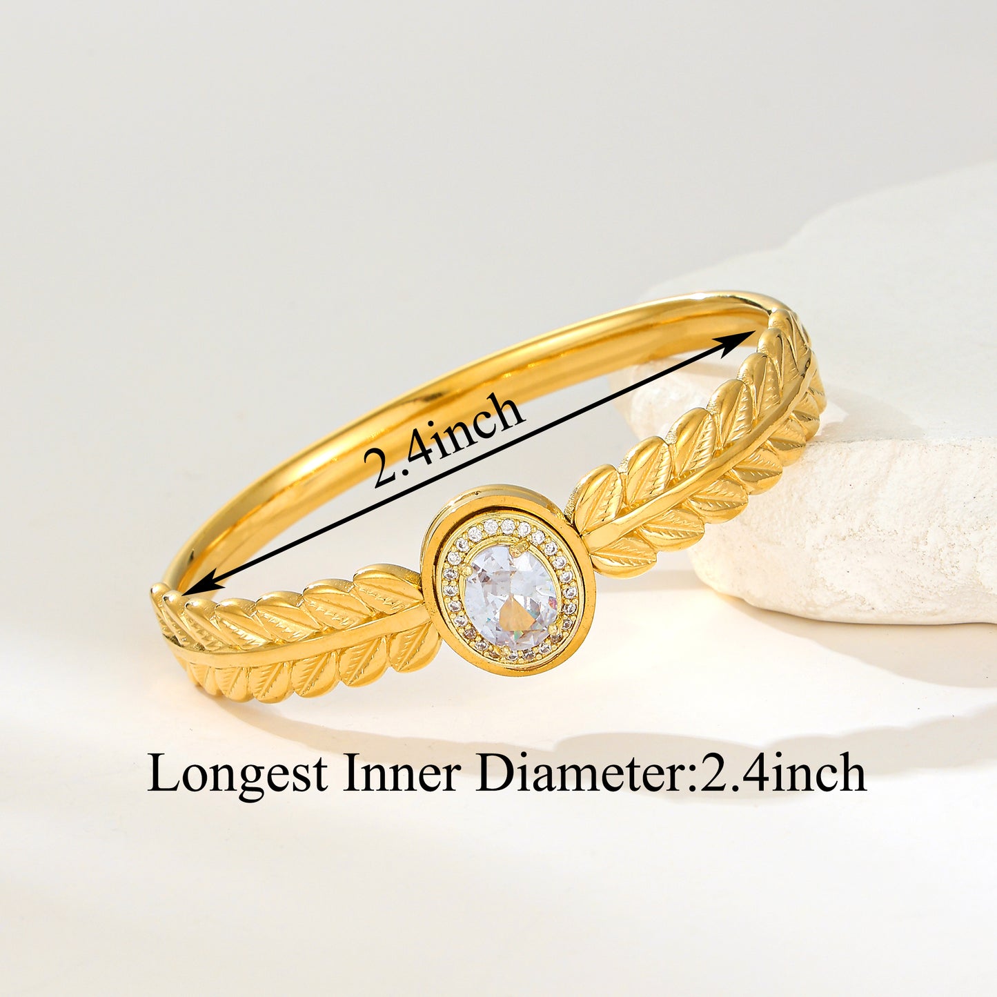 MY2137 Stainless Steel Openable Bangle with Zircon Design  (2.4inch)