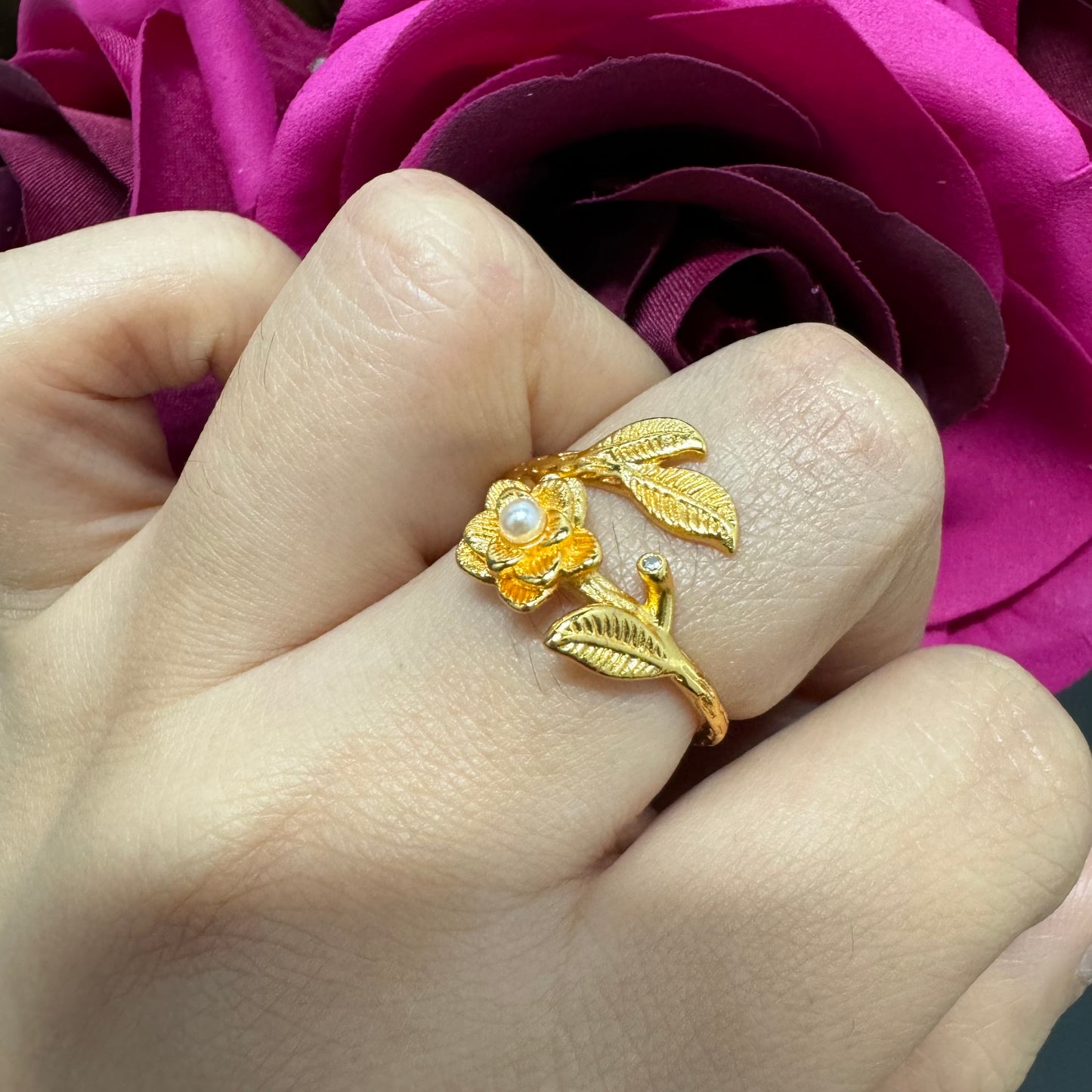 6PCS/bag 24KGP Copper  Adjustable Golden Rings