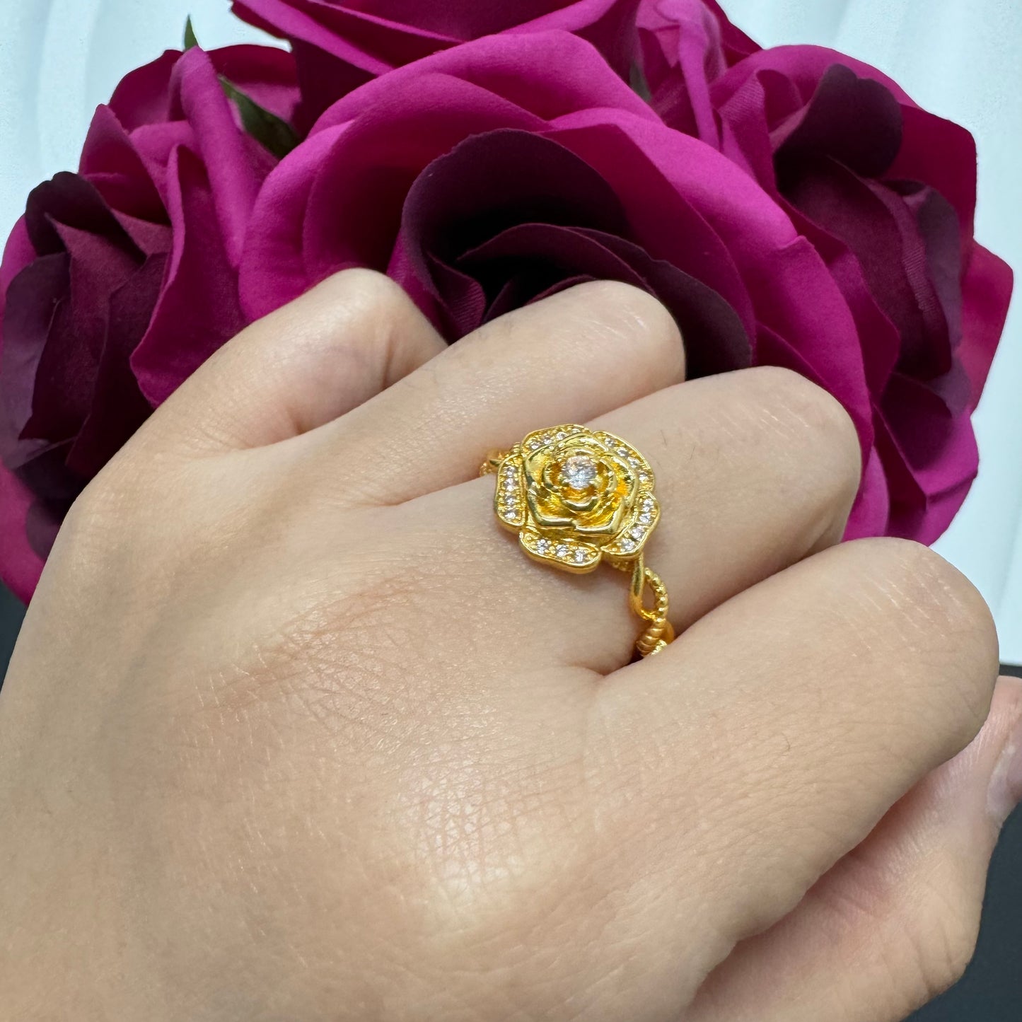 6PCS/bag 24KGP Copper  Adjustable Golden Rings