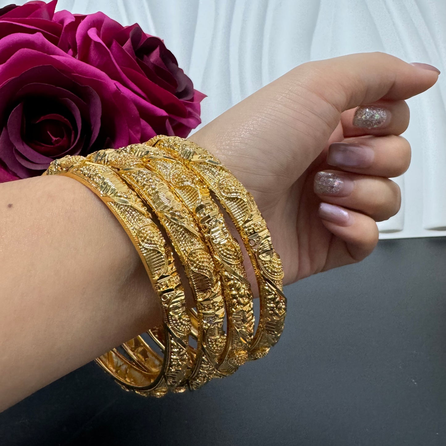4PCS/Bag 2.7in Large Big Size fixed 18kgp copper bangles bracelets