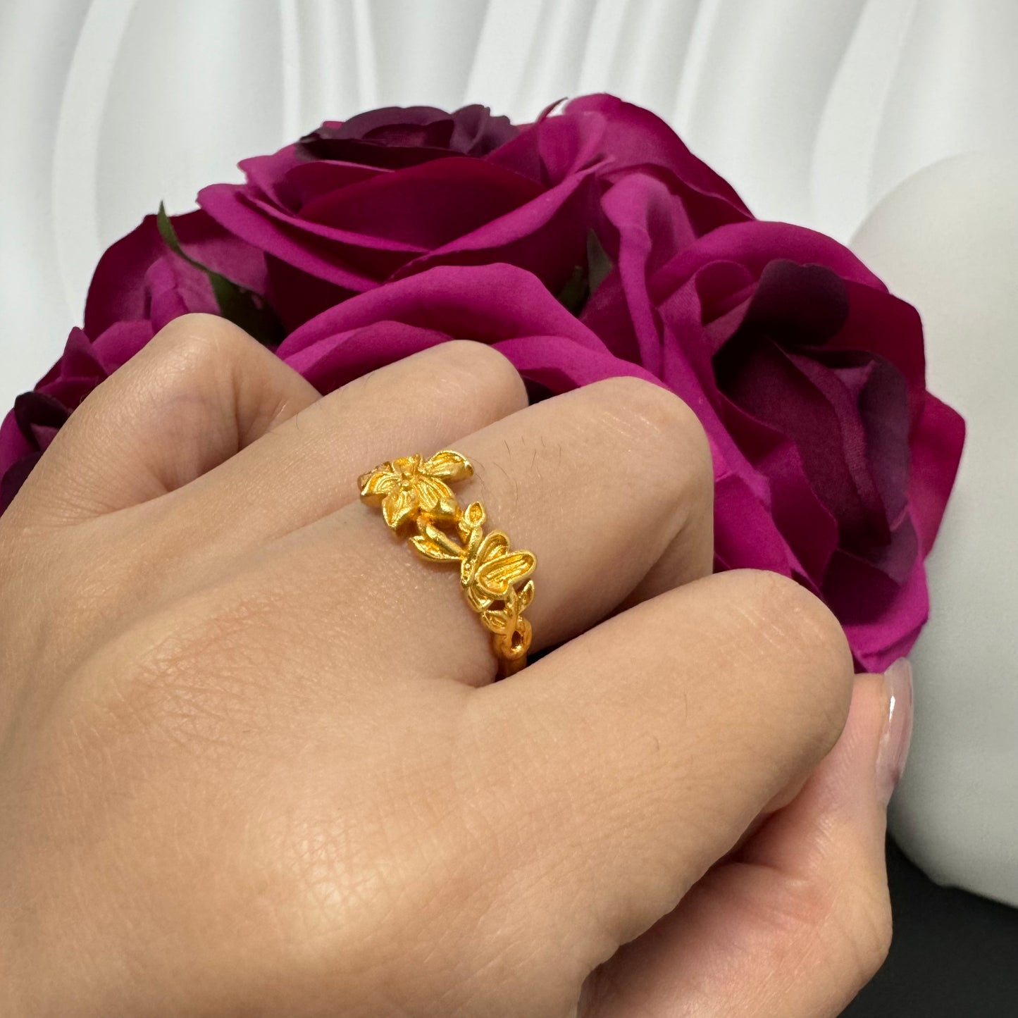6PCS/bag 24KGP Copper  Adjustable Golden Rings