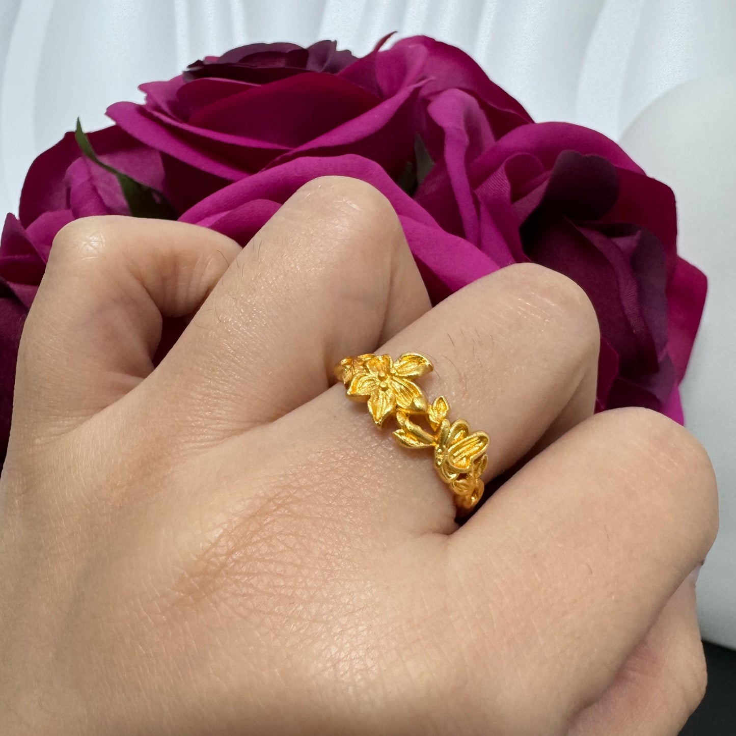 6PCS/bag 24KGP Copper  Adjustable Golden Rings