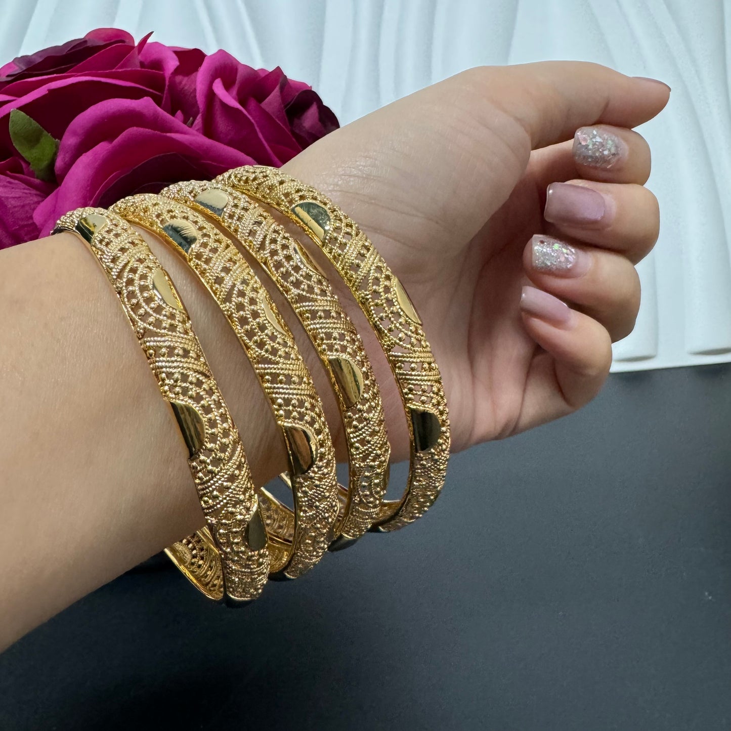 4PCS/Bag 2.7in Large Big Size fixed 18kgp copper bangles bracelets