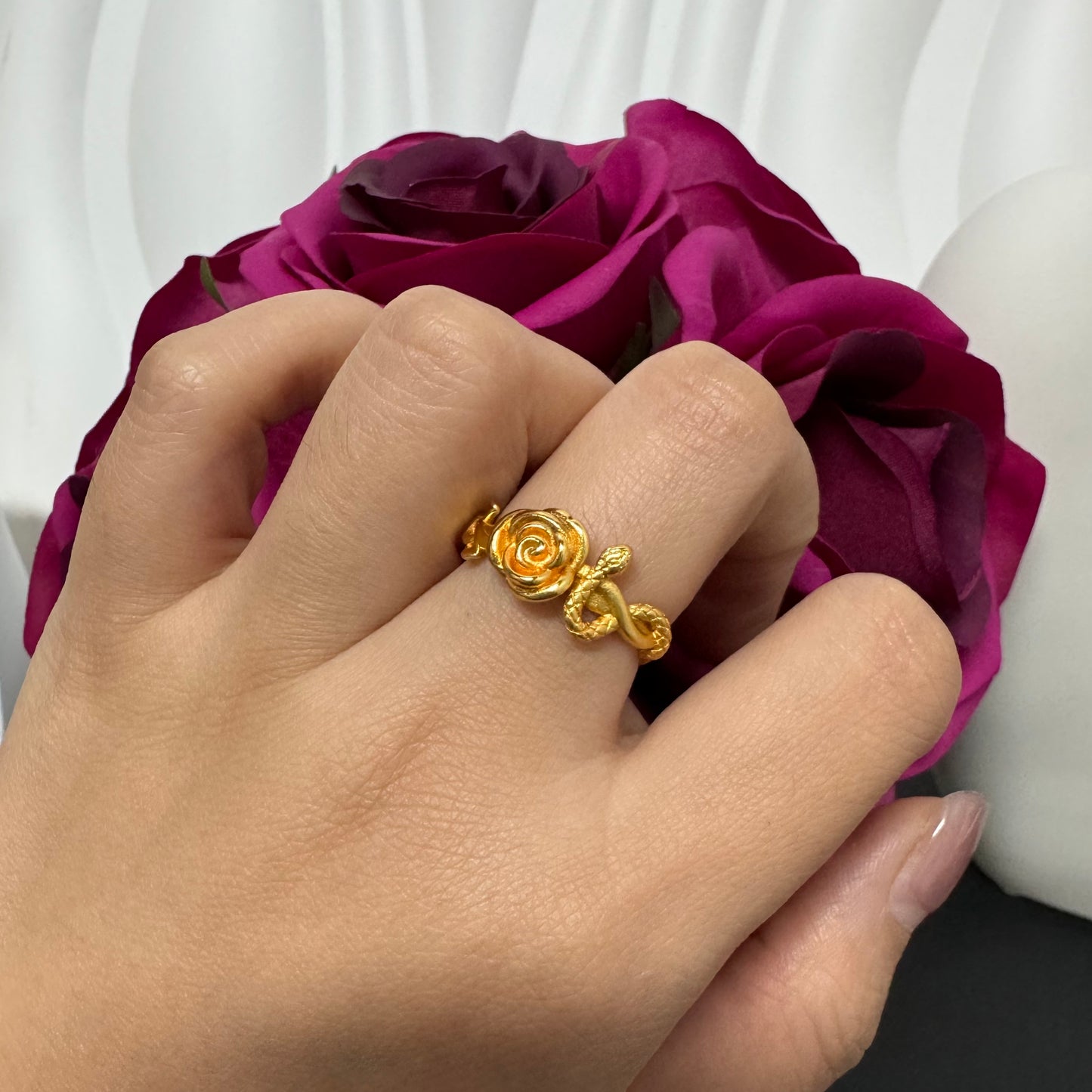 6PCS/bag 24KGP Copper  Adjustable Golden Rings