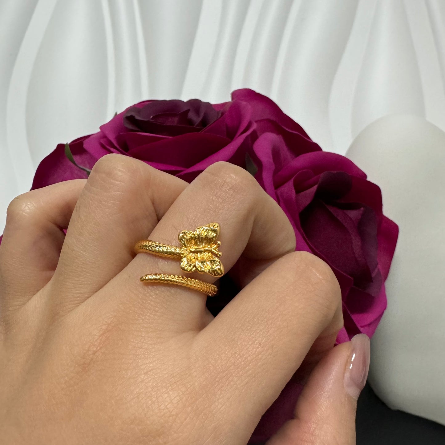 6PCS/bag 24KGP Copper  Adjustable Golden Rings
