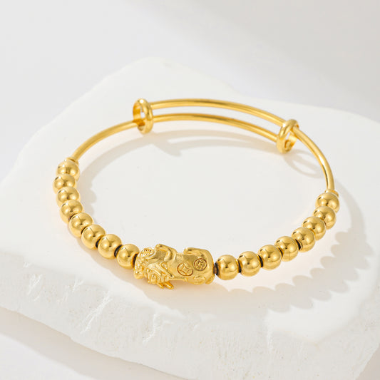 MY1550 Gold Plated Adjustable Copper Pixiu Bangle