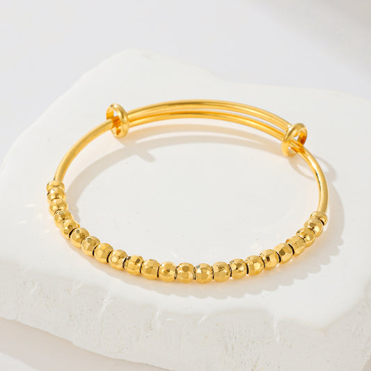 MY1551  Adjustable Copper Bead Bangle Plated with Real Gold