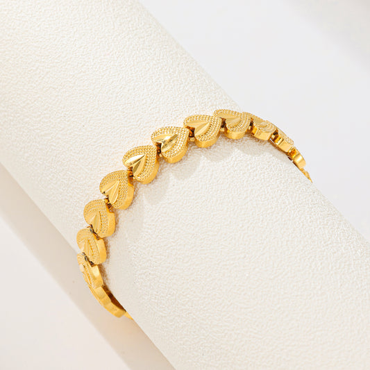 MY1546 24K Gold-Plated Heart-Shaped Copper Bracelet for Women