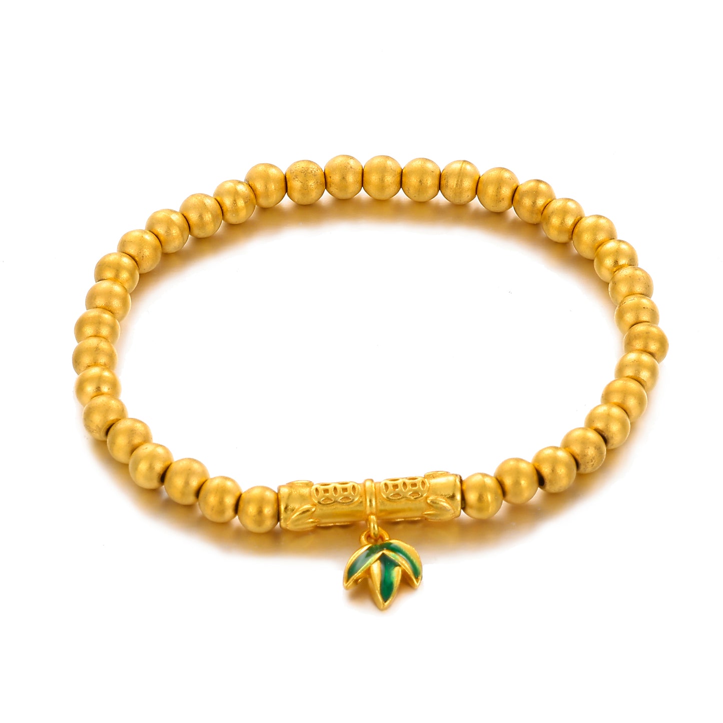 MY1603 24K Gold Plated Bead Bracelet [Bamboo Charm]